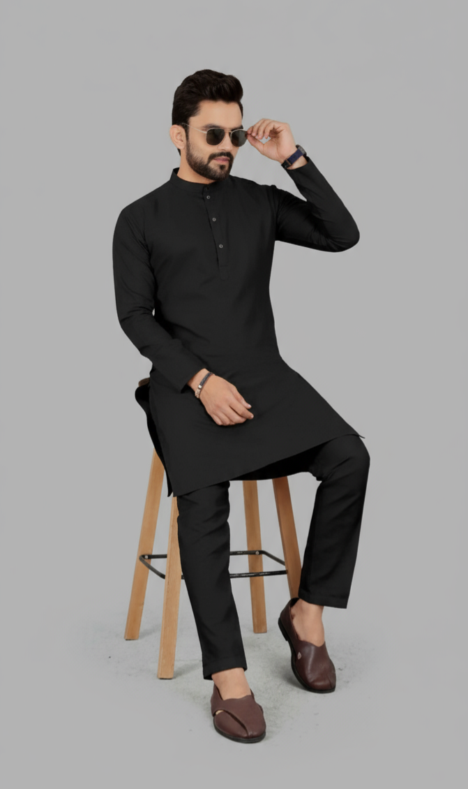 Black Men's straight Kurta pyjama ( diwali 🪔 spl offer)